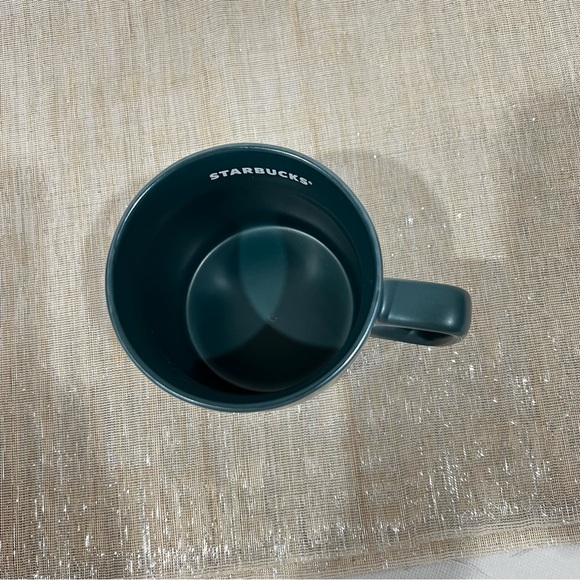 Starbucks Teal Green Iridescent Dimpled 14 Oz Ceramic Mug Year 2021 - Picture 4 of 5